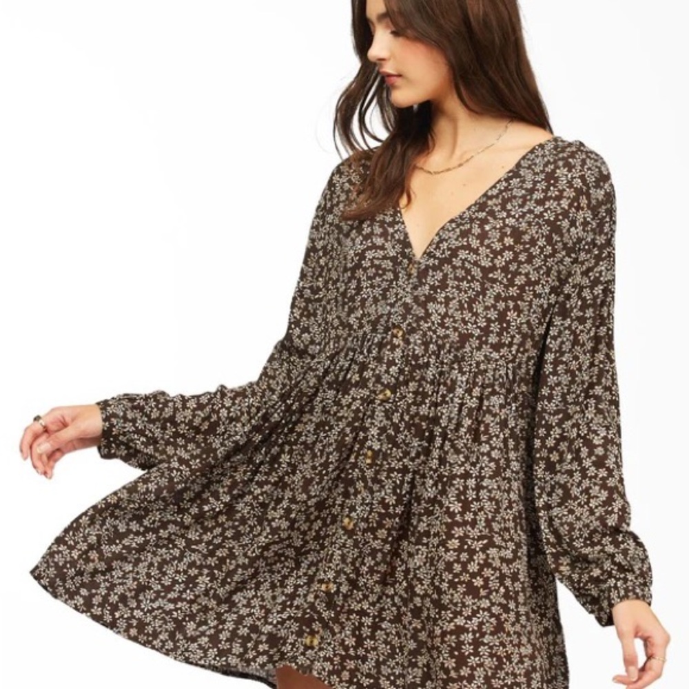 Billabong swing long sleeve babydoll dress